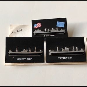 3 historic Navy class of ship pins.